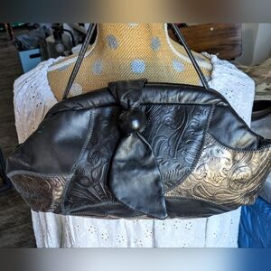 Vintage 1980s Faux Leather & Patchwork Purse patchwork handbag Handbags